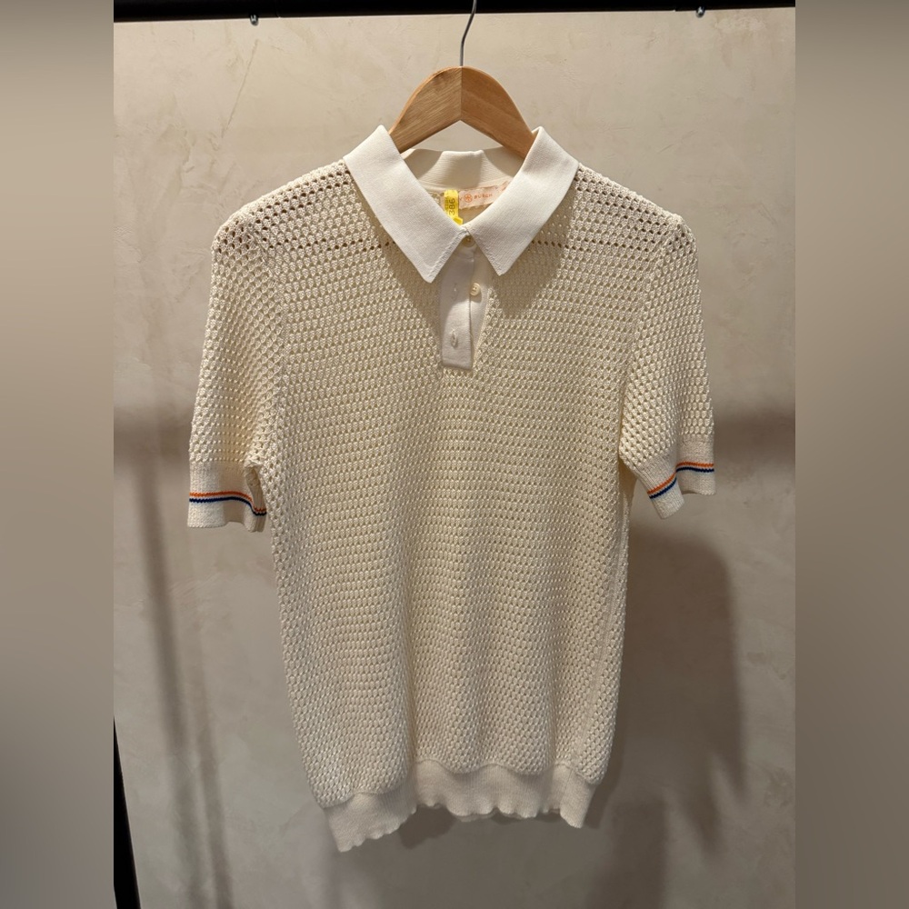 Women’s Cream Knit Polo Shirt Size M